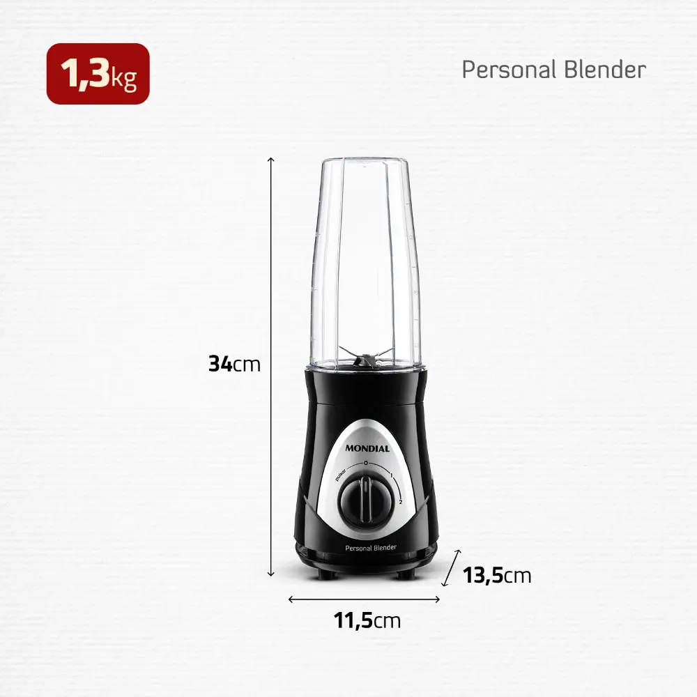 liquidificador portátil mondial personal blender tamanho