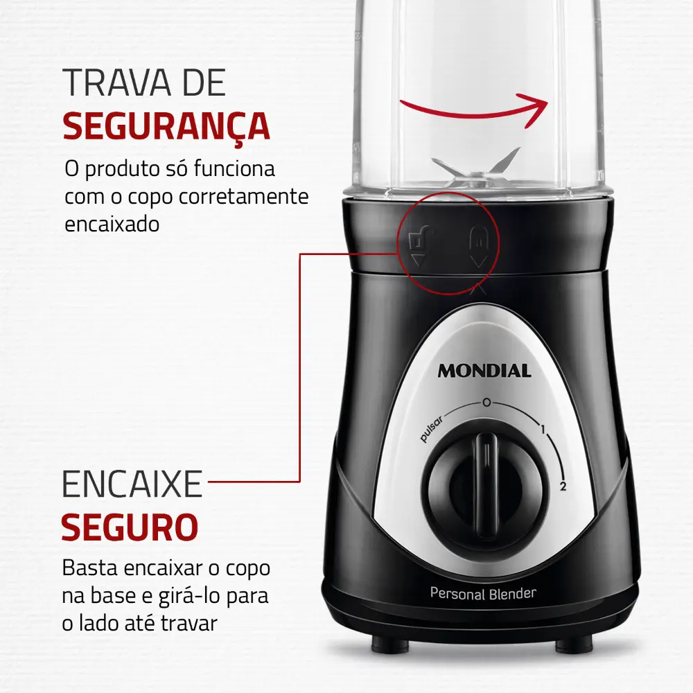 liquidificador portátil mondial personal blender segurança
